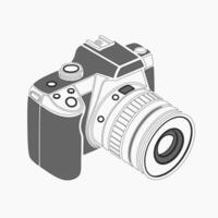 Minimalist DSLR camera illustration, isolated object vector