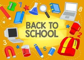 Back to School Background Design in Retro Cartoon Style vector