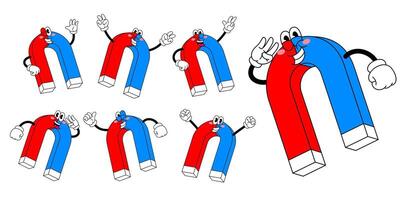 Set of Happy Magnet Character in Various Pose vector