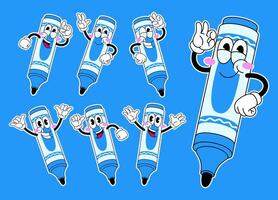 Set of Happy Marker Cartoon in Various Pose vector