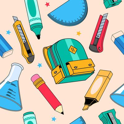 ofSeamless Pattern Of School Supplies Illustration