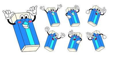 Collection of Cheerful Eraser Character in Various Pose vector