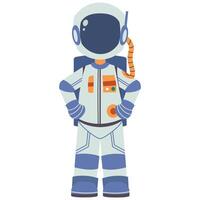 An astronaut in a space suit standing with his hands on his hips vector