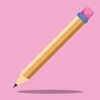 A pencil on a pink background with a pink eraser vector