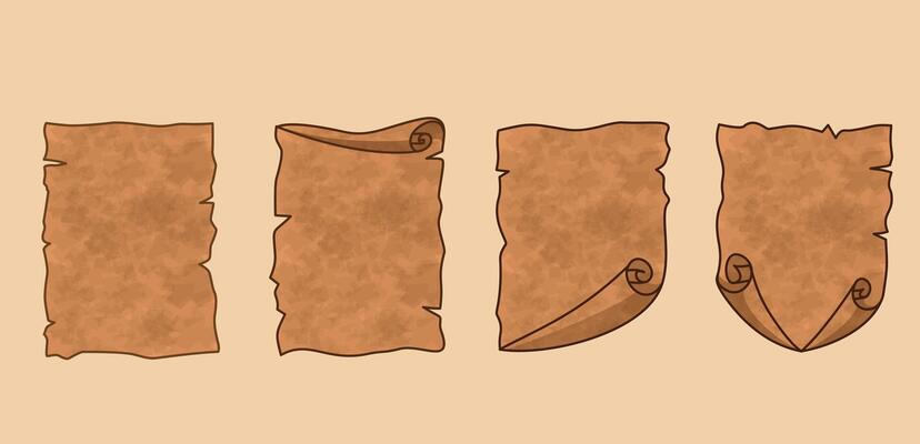Three different types of scrolls on a brown background