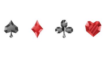 Four different types of playing cards, including a spade, heart, and ace vector