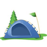 A tent with a flag and trees vector