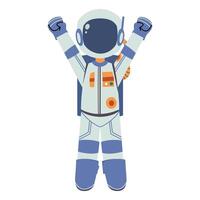 An astronaut in space suit with arms up vector