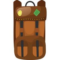 A brown backpack with a green patch on it vector
