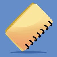 A yellow notebook with spiral pages on a blue background vector