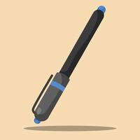 A pen with a blue tip on a beige background vector