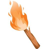 A burning torch with a stick on a white background vector