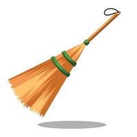 A broom with a green handle and a handle vector