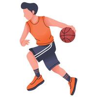 Basketball player running with ball vector