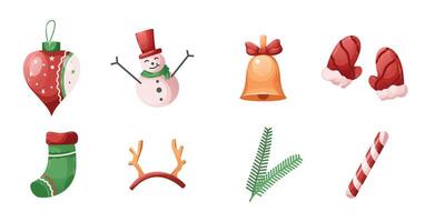 A set of christmas icons on a white background vector