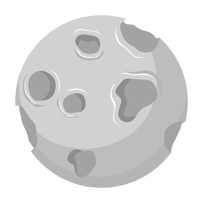 A cartoon moon with holes in it