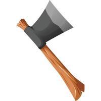 An axe with a wooden handle and a black handle vector