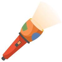 A flashlight with a bright light on a white background vector