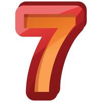 The number seven is shown in red and orange vector