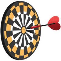 Darts in the center of a dart board vector