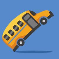 A school bus is falling down on a blue background vector
