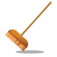 A broom with a wooden handle on a white background vector
