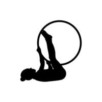 Silhouette of Girl Playing Hula Hoop while lying down vector