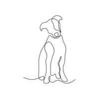 Minimalist sketch of a sitting dog in single continuous line style. Black line of a puppy isolated on white background vector