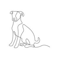 Line art illustration of a cute sitting dog. Minimalist black continuous line drawing, isolated on white background vector