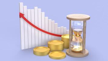 Gold coins and chart for Business concept 3d Rendering. photo