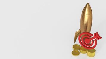 Copper rocket and target for Business concept 3d Rendering. . photo