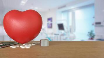 The Heart and drug for health or medical concept 3d Rendering. photo