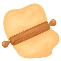 Different dough. Rolled out dough with a rolling pin for baking vector