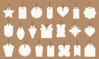 Variety of blank label tags in different shapes and sizes, designed as a illustration. For price tags, packaging, and creative projects. vector