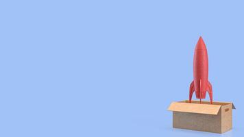 Red rocket in Box for Startup concept 3d rendering . photo