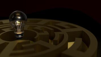 Light bulb and maze for creative concept 3d Rendering. photo