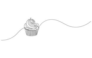 Cupcake Continuous Line Icon vector