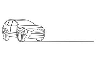 Abstract small car continuous one line drawing vector