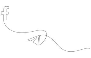 Facebook and Telegram One-Line Logo Combination vector
