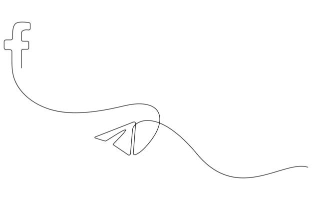 Facebook and Telegram One-Line Logo Combination