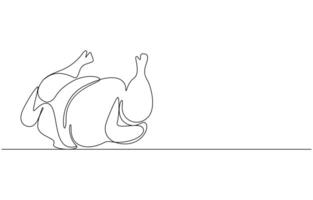 continuous one line drawing Whole Boiled Chicken vector