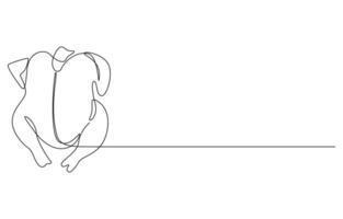 Whole Boiled Chicken continuous one line drawing vector
