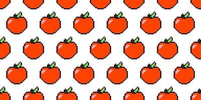 Red apple emoji in pixel art style on a white background. Vintage 8-bit texture. Minimalistic pixel graphic. Fruit symbol. Old style. 80s and 90s game object design. Back to school. vector