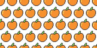 Orange apricot emoji in pixel art style on a white background. Vintage 8-bit texture. Minimalistic pixel graphic. Fruit symbol. Old style. 80s and 90s game object design. vector