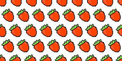 Red strawberry emoji. Pixel art pattern. White background. Vintage 8-bit texture. Minimalistic pixel graphic. Fruit symbol. Old style. 80s, and 90s game object design. Backdrop design vector
