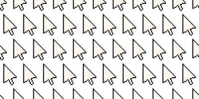 Pattern with white computer cursors and mouse icons. Pixel art pattern on a white background. Vintage 8-bit texture. Old style. 80s and 90s game object design. vector