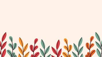 Minimalist frame featuring colorful autumn leaves in red, orange, and green, set against a soft beige background. Space for text, Ideal for fall-themed projects or invitations. vector