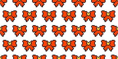 Contemporary background with red bowknots. Pixel art pattern on a white background. Vintage 8-bit texture. Minimalistic pixel graphic. Hair braiding accessory. Old style. 90s game style. vector