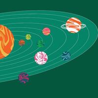 an illustration of the solar system with planets and planets vector