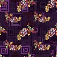 a pattern with a lot of flowers and leaves vector